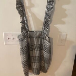SHEIN Black and White Plaid Suspender Skirt/Skort Size M